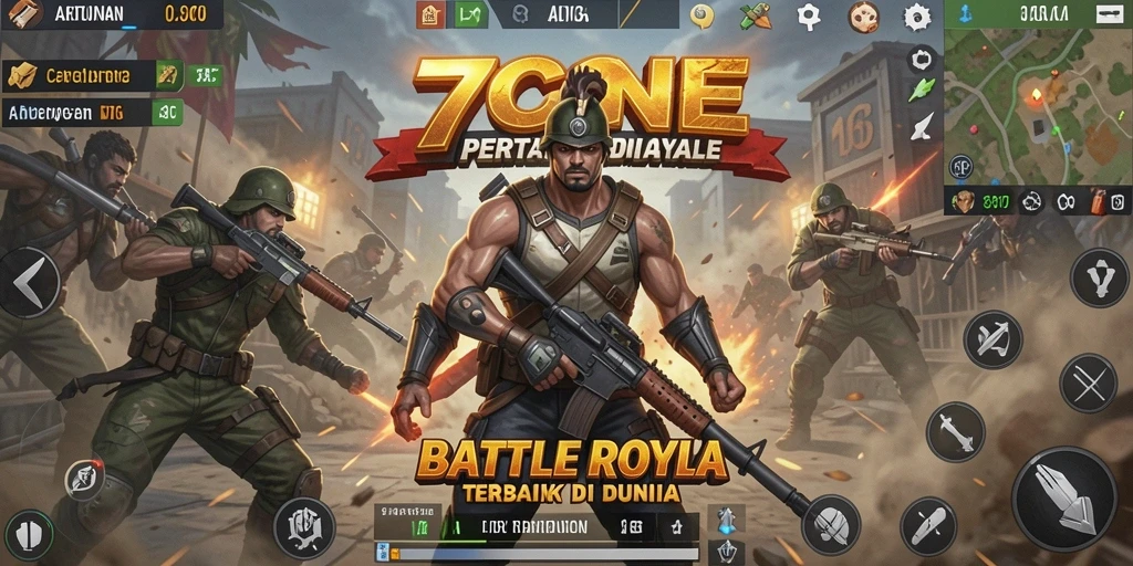 Tangkapan layar menampilkan aksi mendebarkan dalam <strong>7CONE</strong> di arena Battle Royale.