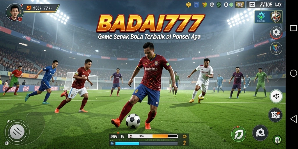 Screenshot gameplay BADAI777 menampilkan aksi seru dalam pertandingan sepak bola.