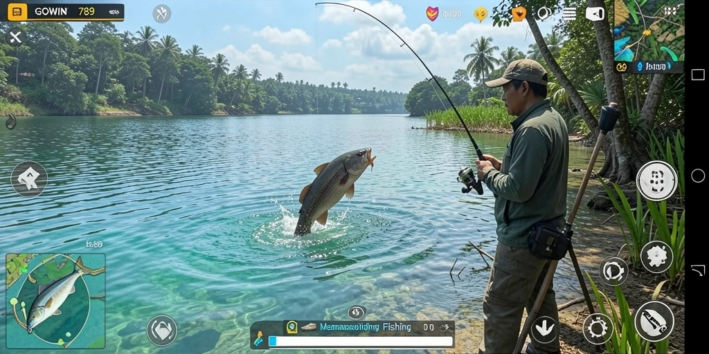 Tampilan gameplay GOWIN789 yang menakjubkan saat memancing.