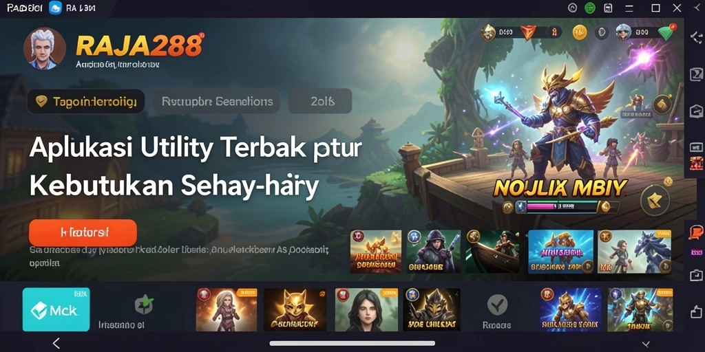 Tampilan utama RAJA288 yang menampilkan fitur Utility.