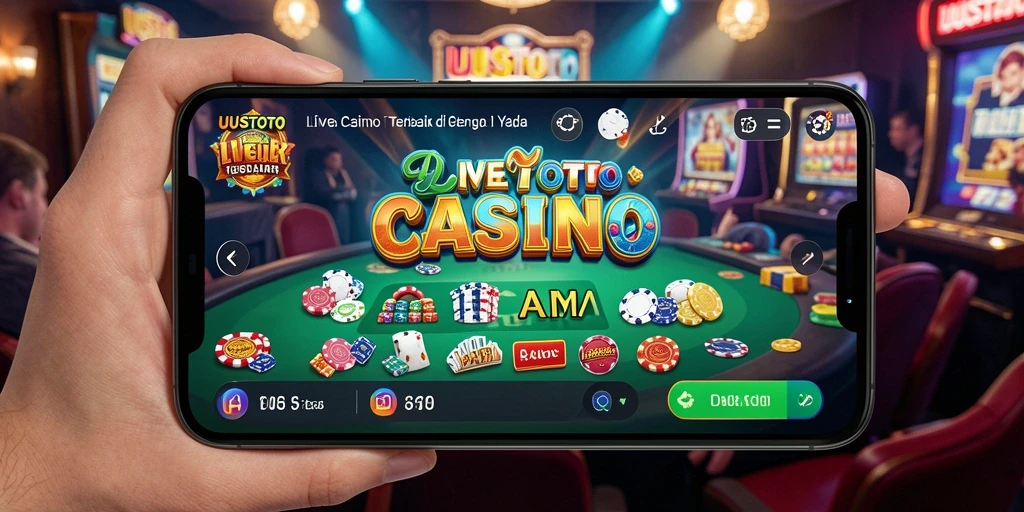 Tampilan gameplay Live Casino UUSTOTO dengan dealer langsung dan meja permainan.
